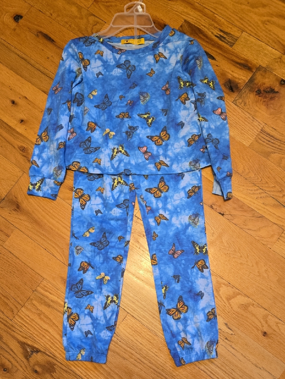 Blue Butterfly Tie-Dye Kids Pajama Set